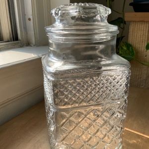 Vintage Antique Style Large Carved Crystal Glass Apothecary Candy Jar with Lid